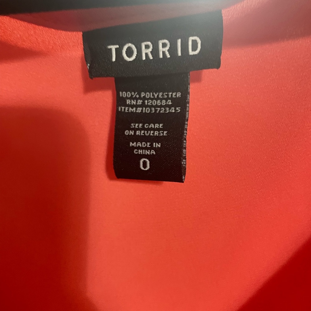 Torrid Coral Ladder Sleeve Georgette Blouse - Picture 3 of 6